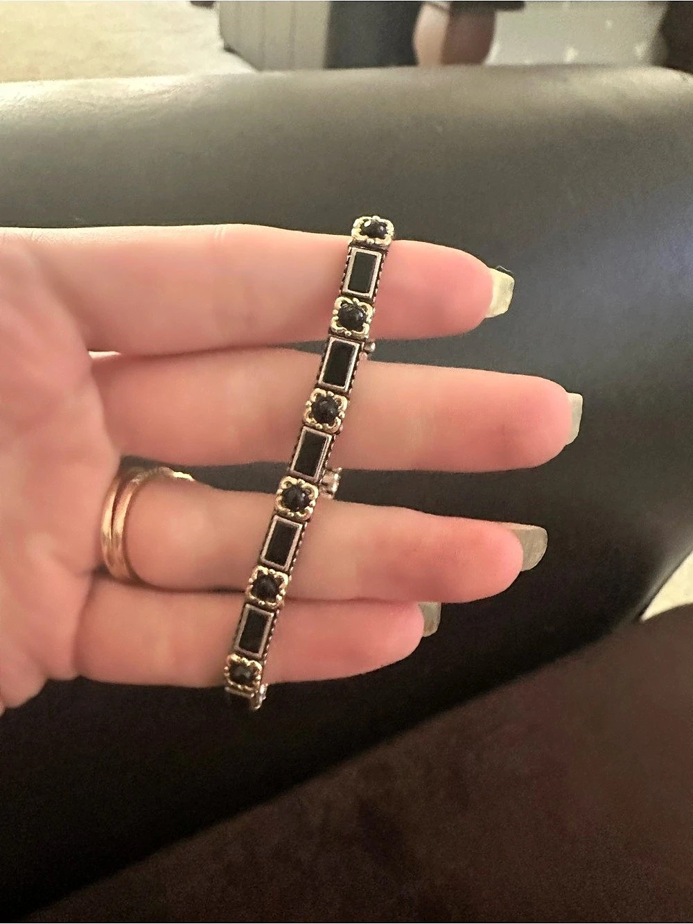 Konstantino Onyx Link Bracelet Sterling Silver Black Stone